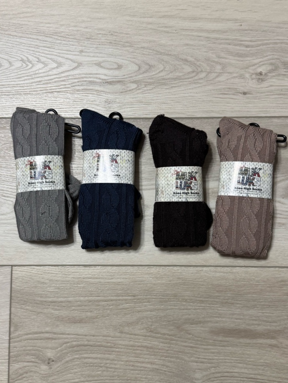 NWT- Muk Luks Cable Knit Knee High Socks - Gray, Navy, Brown, Taupe